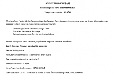 LA COMMUNE RECRUTE !!