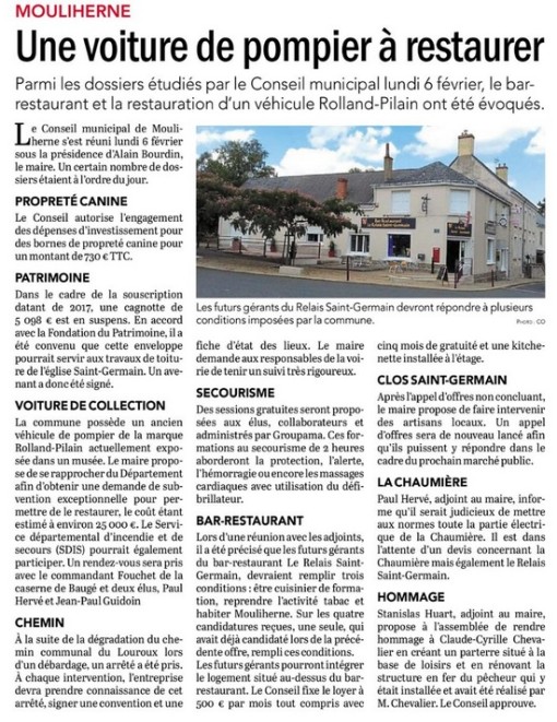 CONSEIL MUNICIPAL : ARTICLE COURRIER DE L'OUEST