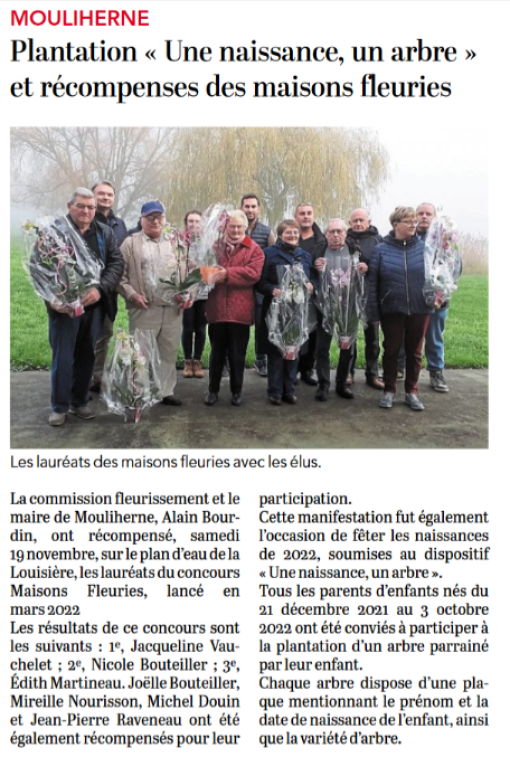 "Une naissance, un arbre" et récompenses des maisons fleuries