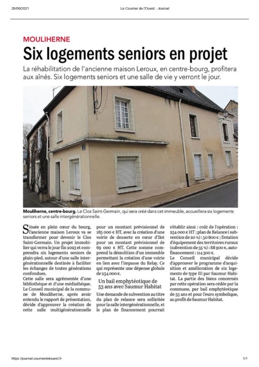 Article du Courrier de l'Ouest 