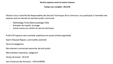 LA COMMUNE RECRUTE !!