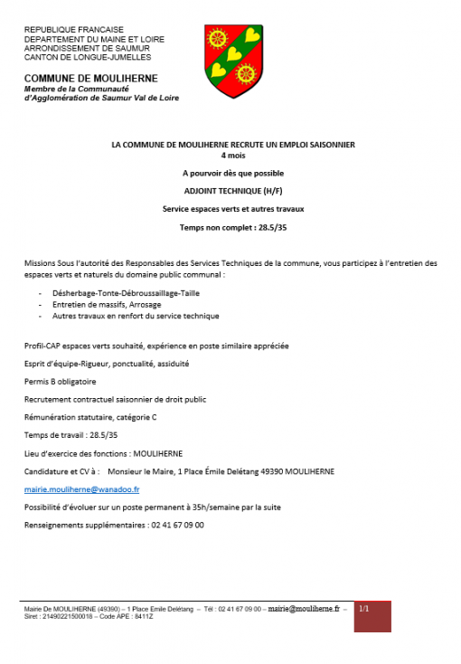 LA COMMUNE RECRUTE !!