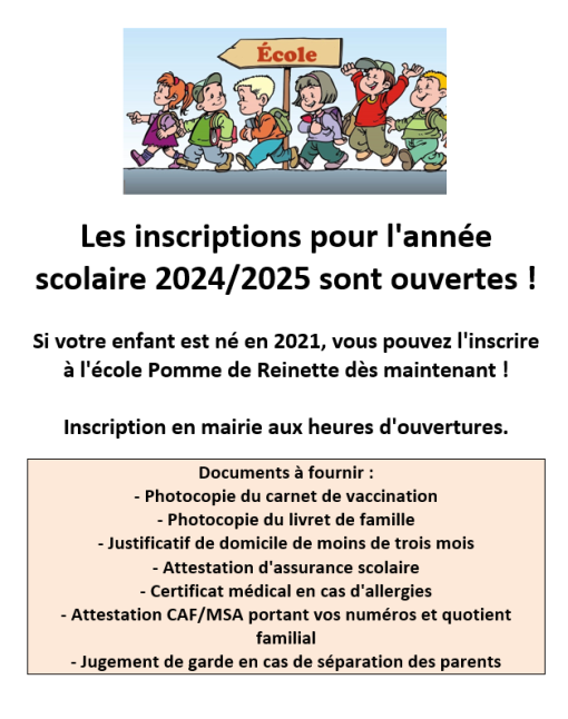 INSCRIPTIONS ECOLE 2024/2025