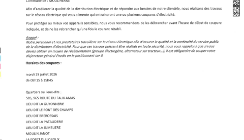 COUPURES DE COURANT POUR TRAVAUX