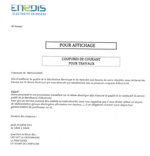 COUPURES DE COURANT