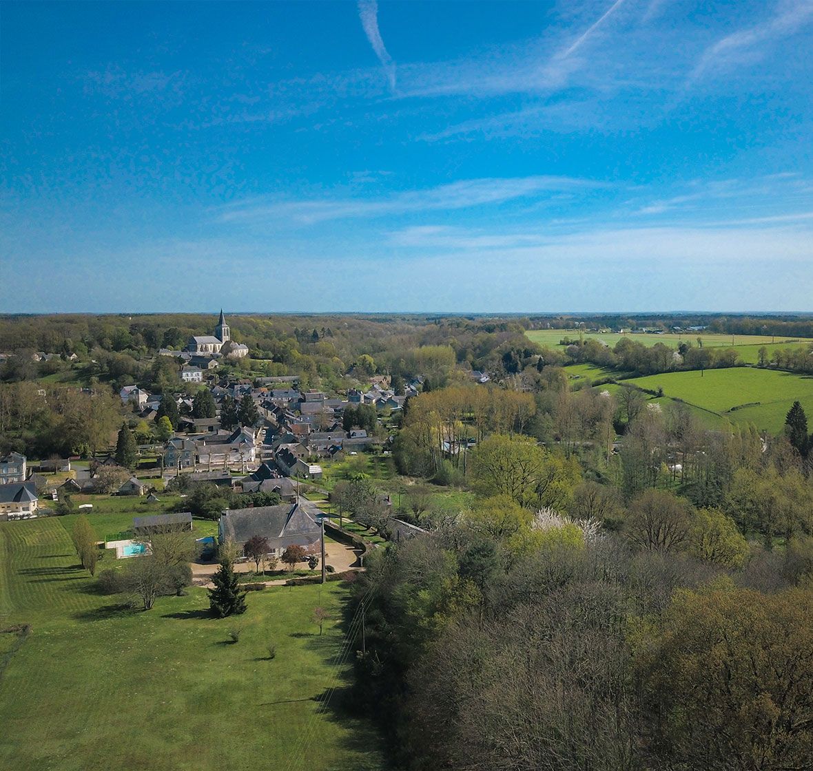 Photo aérienne de la commune de Mouliherne